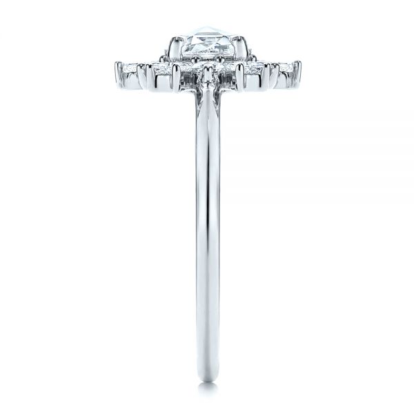 Platinum Platinum Baguette Cluster Halo And Rose Cut Diamond Engagement Ring - Side View - 106181