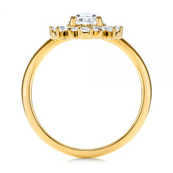 14k Yellow Gold 14k Yellow Gold Baguette Cluster Halo And Rose Cut Diamond Engagement Ring - Front View - 106181
