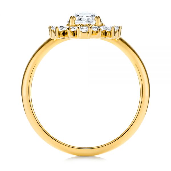 18k Yellow Gold 18k Yellow Gold Baguette Cluster Halo And Rose Cut Diamond Engagement Ring - Front View -  106181 - Thumbnail