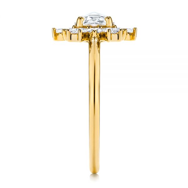 14k Yellow Gold 14k Yellow Gold Baguette Cluster Halo And Rose Cut Diamond Engagement Ring - Side View -  106181