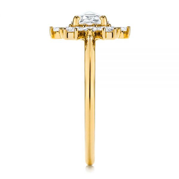 14k Yellow Gold 14k Yellow Gold Baguette Cluster Halo And Rose Cut Diamond Engagement Ring - Side View - 106181