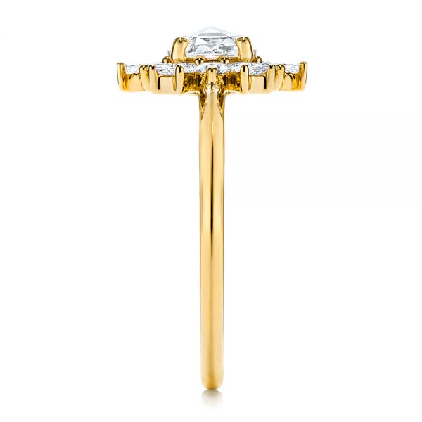 14k Yellow Gold 14k Yellow Gold Baguette Cluster Halo And Rose Cut Diamond Engagement Ring - Side View -  106181 - Thumbnail