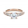 18k Rose Gold 18k Rose Gold Baguette Diamond Engagement Ring - Flat View -  1150 - Thumbnail