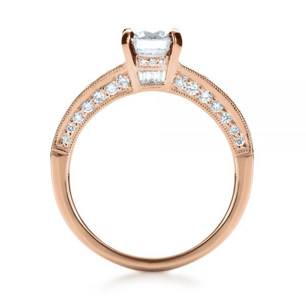 18k Rose Gold 18k Rose Gold Baguette Diamond Engagement Ring - Front View -  1150