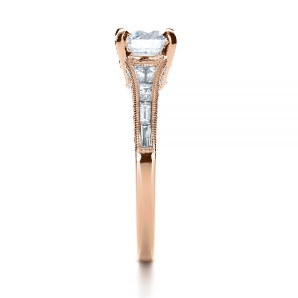 14k Rose Gold 14k Rose Gold Baguette Diamond Engagement Ring - Side View -  1150