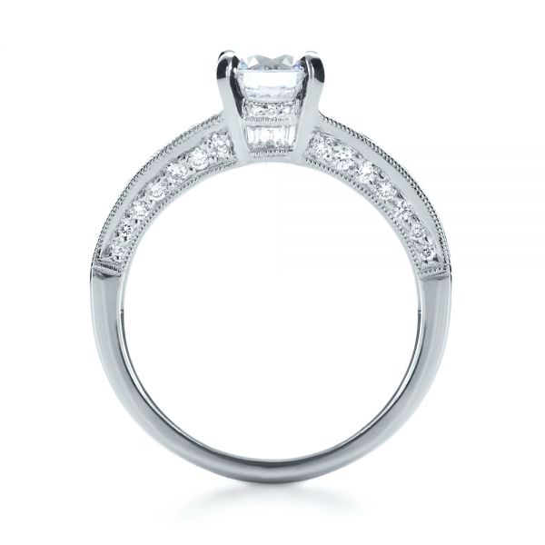 18k White Gold Baguette Diamond Engagement Ring - Front View - 1150