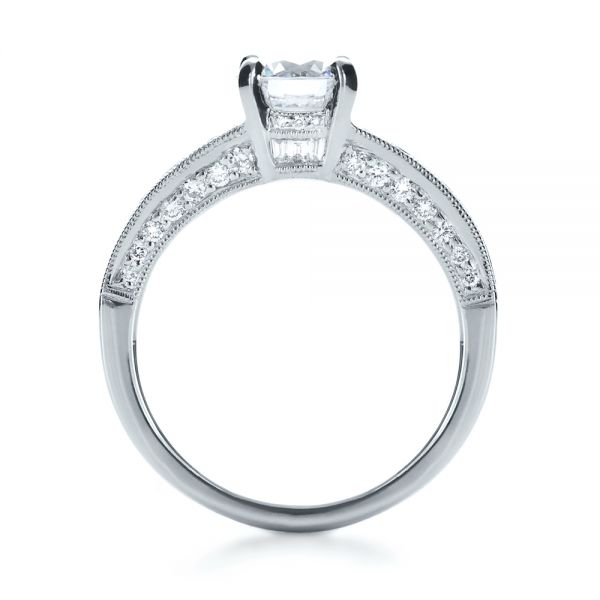 14k White Gold 14k White Gold Baguette Diamond Engagement Ring - Front View -  1150