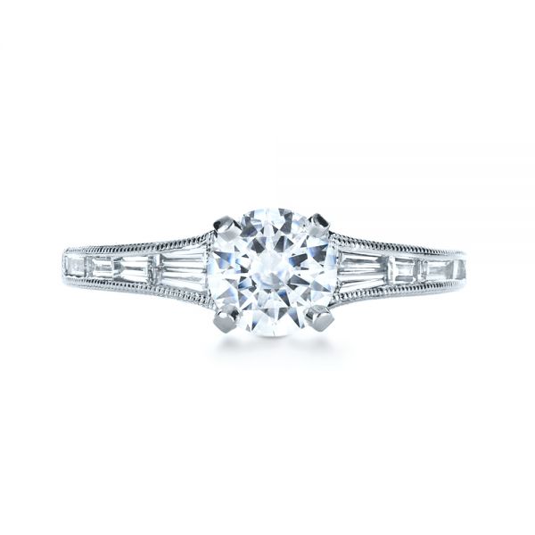 14k White Gold 14k White Gold Baguette Diamond Engagement Ring - Top View -  1150