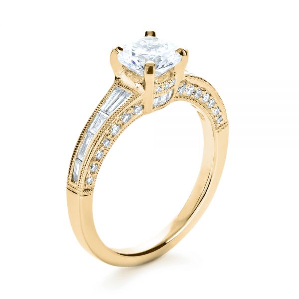 14k Yellow Gold 14k Yellow Gold Baguette Diamond Engagement Ring - Three-Quarter View -  1150