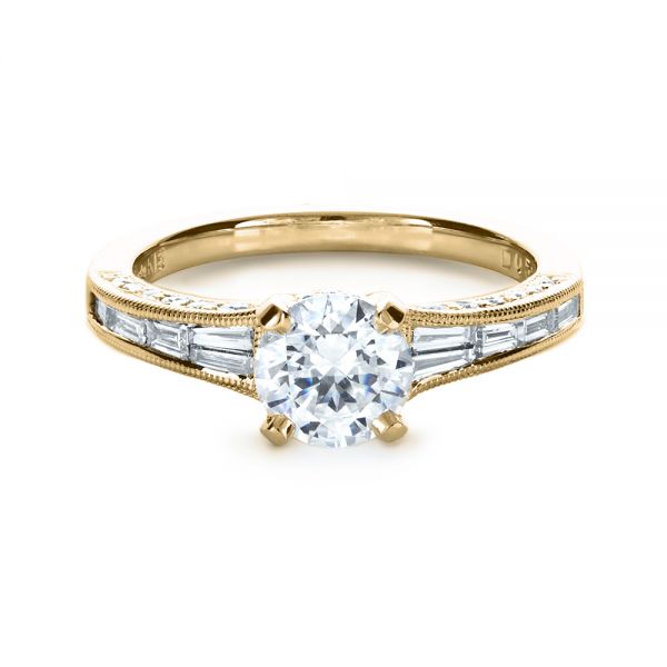 18k Yellow Gold 18k Yellow Gold Baguette Diamond Engagement Ring - Flat View -  1150