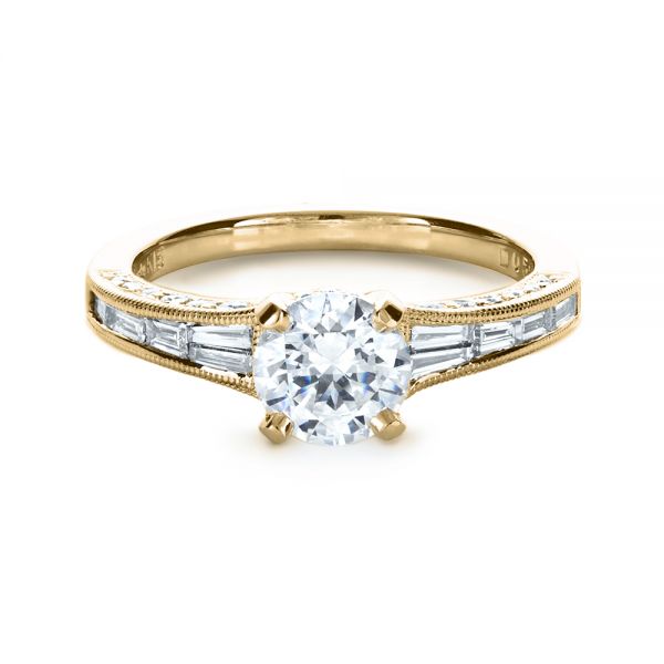 14k Yellow Gold 14k Yellow Gold Baguette Diamond Engagement Ring - Flat View - 1150
