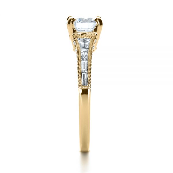 14k Yellow Gold 14k Yellow Gold Baguette Diamond Engagement Ring - Side View -  1150