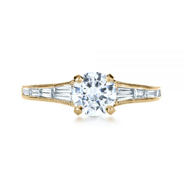 14k Yellow Gold 14k Yellow Gold Baguette Diamond Engagement Ring - Top View - 1150
