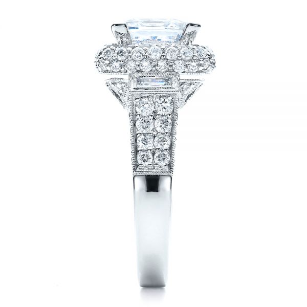Baguette Side Stones Princess Cut Engagement Ring Vanna K 100037