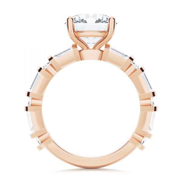 18k Rose Gold 18k Rose Gold Bar Set Diamond Engagement Ring - Front View -  107219 - Thumbnail
