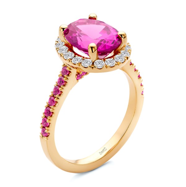 Barbie Pink Sapphire and Diamond Engagement Ring - Image