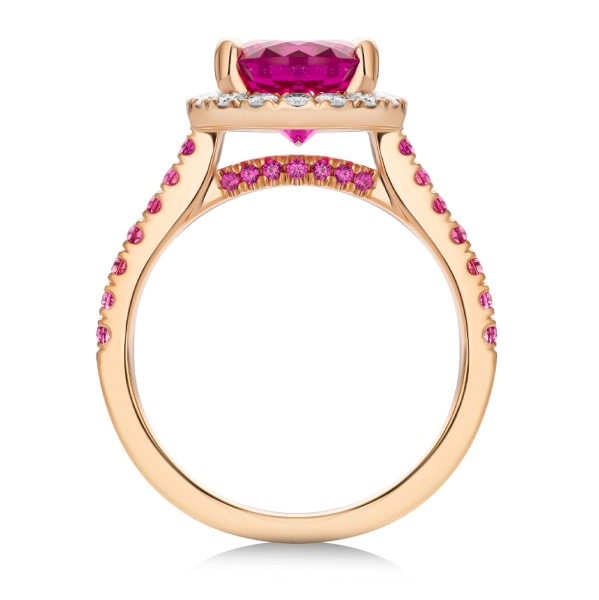 14k Rose Gold 14k Rose Gold Barbie Pink Sapphire And Diamond Engagement Ring - Front View - 107891