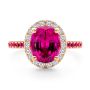 18k Rose Gold 18k Rose Gold Barbie Pink Sapphire And Diamond Engagement Ring - Top View -  107891 - Thumbnail