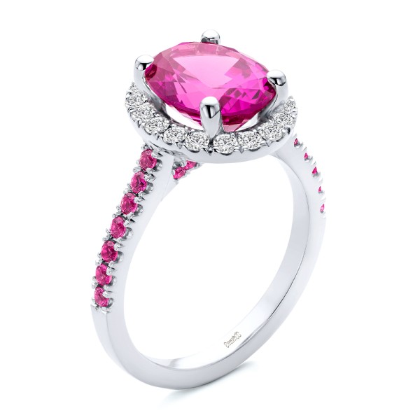 Barbie Pink Sapphire and Diamond Engagement Ring - Image