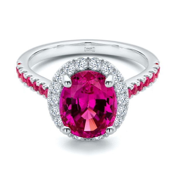 Platinum Platinum Barbie Pink Sapphire And Diamond Engagement Ring - Flat View - 107891