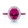 18k White Gold 18k White Gold Barbie Pink Sapphire And Diamond Engagement Ring - Top View -  107891 - Thumbnail