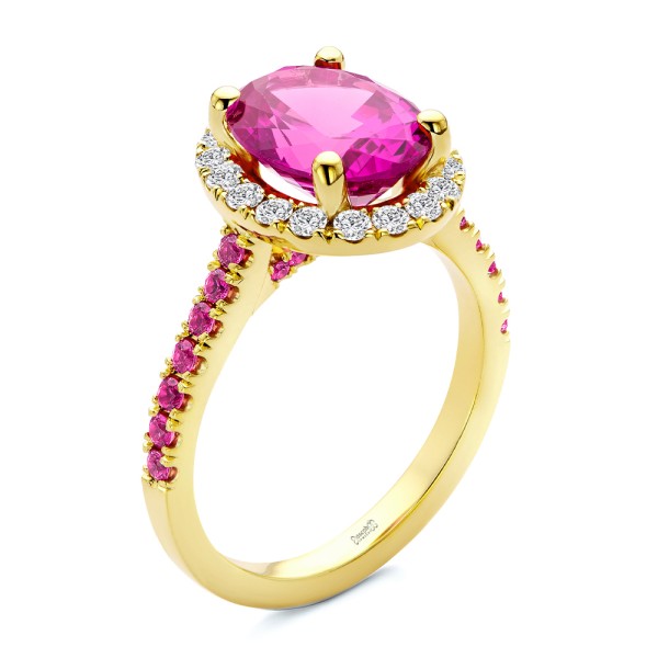 Barbie Pink Sapphire and Diamond Engagement Ring - Image