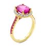 14k Yellow Gold Barbie Pink Sapphire And Diamond Engagement Ring - Three-Quarter View -  107891 - Thumbnail