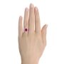 14k Yellow Gold Barbie Pink Sapphire And Diamond Engagement Ring - Hand View -  107891 - Thumbnail
