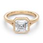 18k Rose Gold 18k Rose Gold Bezel Set Asscher Cut And Hidden Halo Diamond Engagement Ring - Flat View -  108338 - Thumbnail