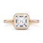 18k Rose Gold 18k Rose Gold Bezel Set Asscher Cut And Hidden Halo Diamond Engagement Ring - Top View -  108338 - Thumbnail