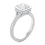 18k White Gold 18k White Gold Bezel Set Asscher Cut And Hidden Halo Diamond Engagement Ring - Three-Quarter View -  108338 - Thumbnail