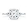 18k White Gold 18k White Gold Bezel Set Asscher Cut And Hidden Halo Diamond Engagement Ring - Top View -  108338 - Thumbnail