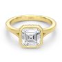 14k Yellow Gold Bezel Set Asscher Cut And Hidden Halo Diamond Engagement Ring - Flat View -  108338 - Thumbnail