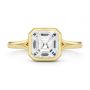 14k Yellow Gold Bezel Set Asscher Cut And Hidden Halo Diamond Engagement Ring - Top View -  108338 - Thumbnail
