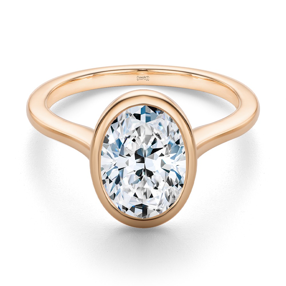 18k Rose Gold 18k Rose Gold Bezel Set Cathedral Style Engagement Ring - Flat View -  108119