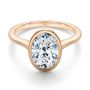 18k Rose Gold 18k Rose Gold Bezel Set Cathedral Style Engagement Ring - Flat View -  108119 - Thumbnail