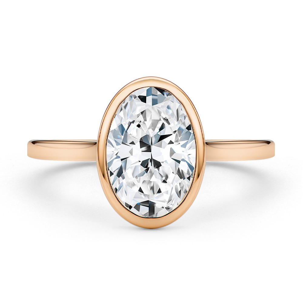 18k Rose Gold 18k Rose Gold Bezel Set Cathedral Style Engagement Ring - Top View -  108119