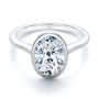14k White Gold 14k White Gold Bezel Set Cathedral Style Engagement Ring - Flat View -  108119 - Thumbnail