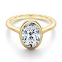 14k Yellow Gold Bezel Set Cathedral Style Engagement Ring - Flat View -  108119 - Thumbnail