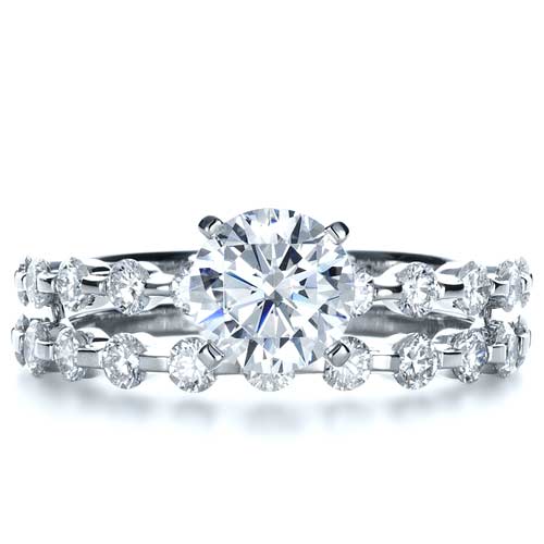  Platinum Platinum Bezel Set Diamond Engagement Ring - Top View -  1254 - Thumbnail