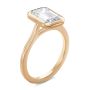 14k Rose Gold 14k Rose Gold Bezel Set Emerald Cut Cathedral Engagement Ring - Three-Quarter View -  108117 - Thumbnail