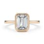 14k Rose Gold 14k Rose Gold Bezel Set Emerald Cut Cathedral Engagement Ring - Top View -  108117 - Thumbnail