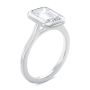 18k White Gold 18k White Gold Bezel Set Emerald Cut Cathedral Engagement Ring - Three-Quarter View -  108117 - Thumbnail