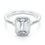 18k White Gold 18k White Gold Bezel Set Emerald Cut Cathedral Engagement Ring - Flat View -  108117 - Thumbnail