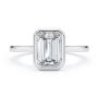 18k White Gold 18k White Gold Bezel Set Emerald Cut Cathedral Engagement Ring - Top View -  108117 - Thumbnail