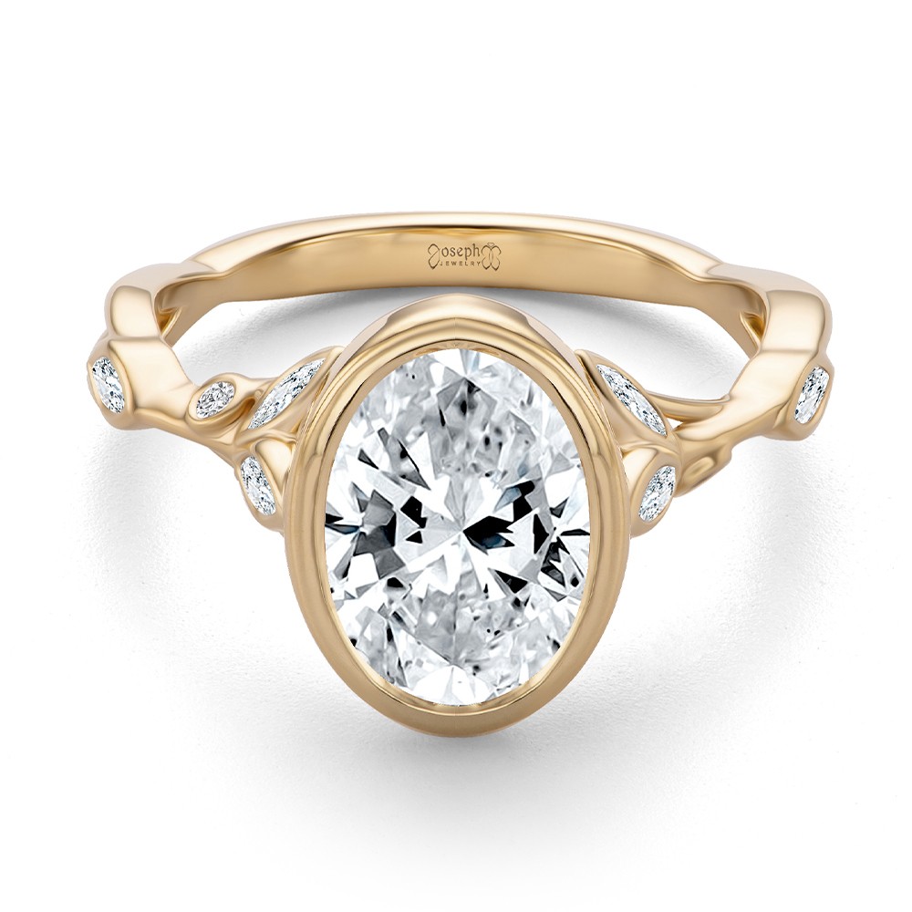 18k Rose Gold 18k Rose Gold Bezel Set Nature-inspired Engagement Ring - Flat View -  108361 - Thumbnail