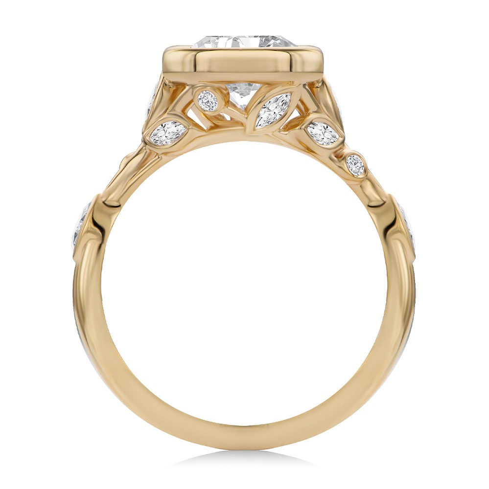18k Rose Gold 18k Rose Gold Bezel Set Nature-inspired Engagement Ring - Front View -  108361 - Thumbnail