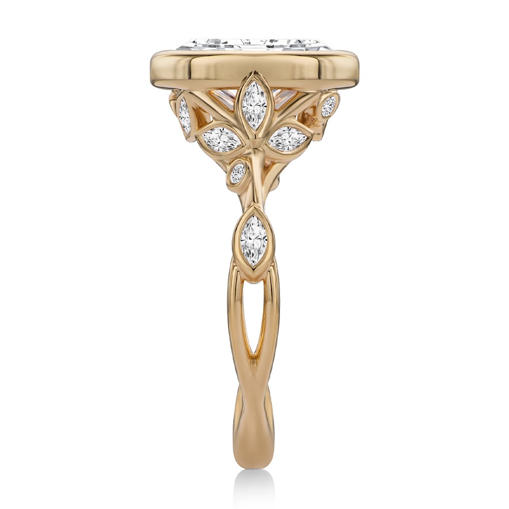 18k Rose Gold 18k Rose Gold Bezel Set Nature-inspired Engagement Ring - Side View -  108361 - Thumbnail