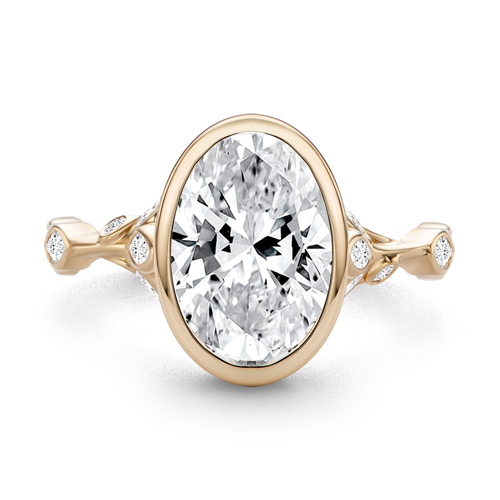 18k Rose Gold 18k Rose Gold Bezel Set Nature-inspired Engagement Ring - Top View -  108361 - Thumbnail