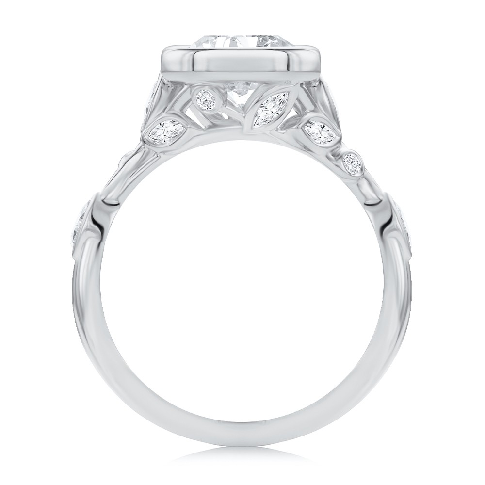 18k White Gold 18k White Gold Bezel Set Nature-inspired Engagement Ring - Front View -  108361 - Thumbnail